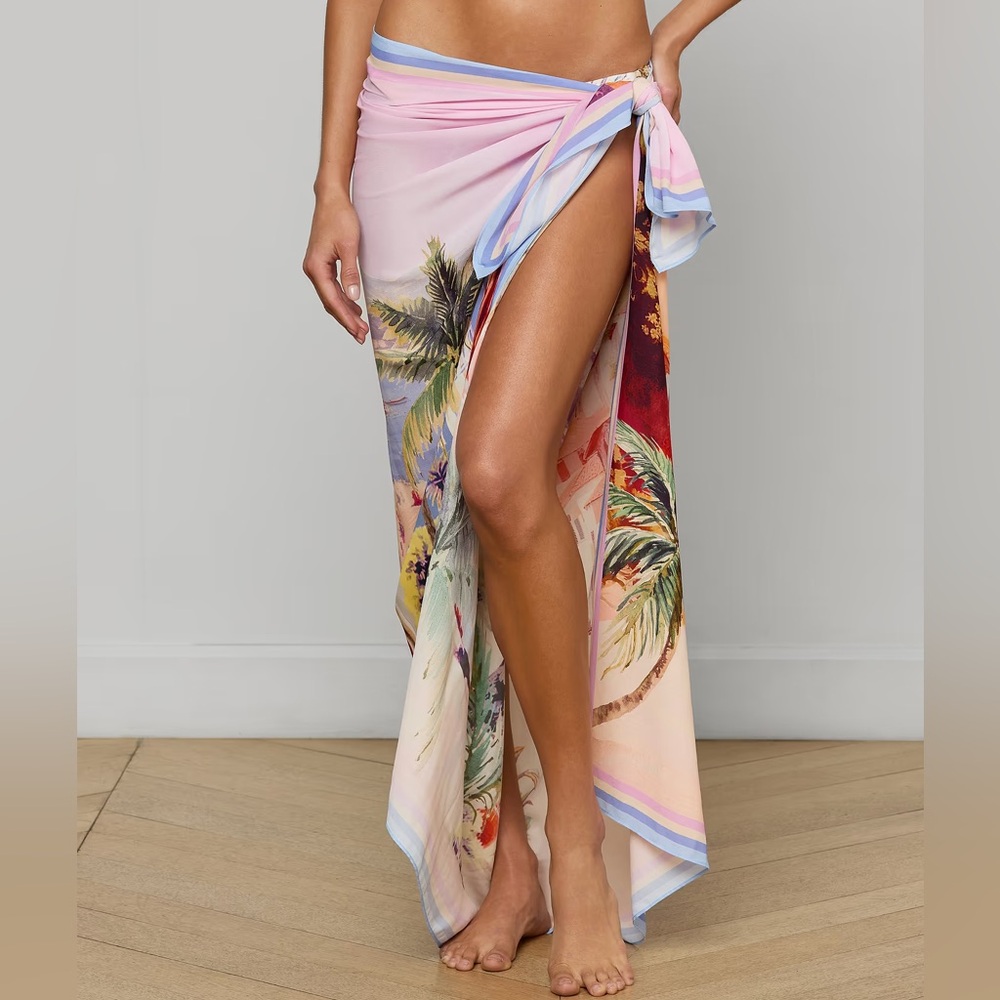 L'AGENCE Maribel Cover-Up Pareo in Postcart Print NWT ONE SIZE